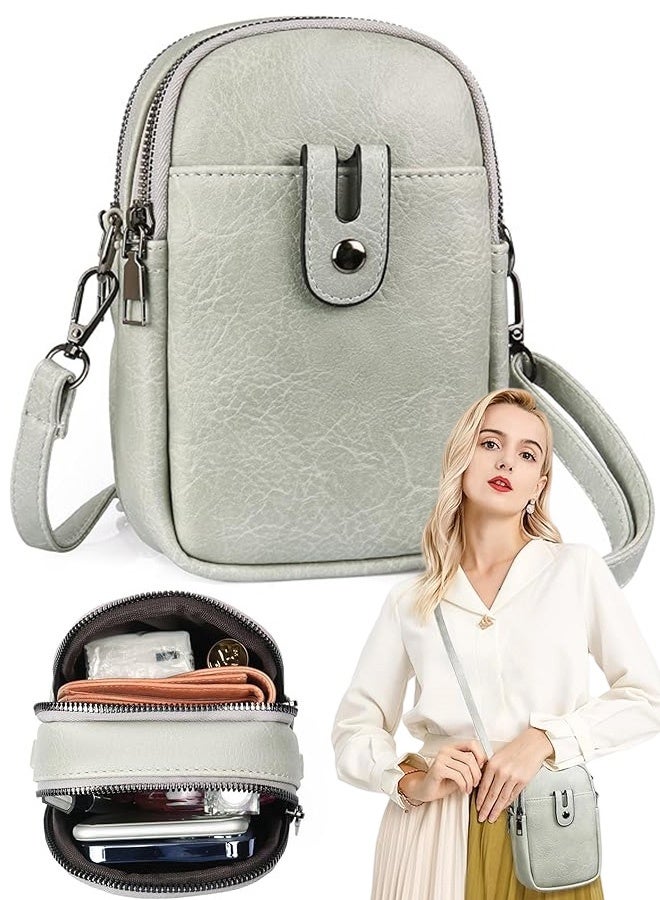 Small Crossbody Bags for Women,Leather Cell Phone Purse Bag Wallet, Shoulder Handbags with Adjustable Strap (Grey) - Image 1
