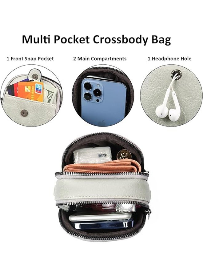 Small Crossbody Bags for Women,Leather Cell Phone Purse Bag Wallet, Shoulder Handbags with Adjustable Strap (Grey) - Image 4