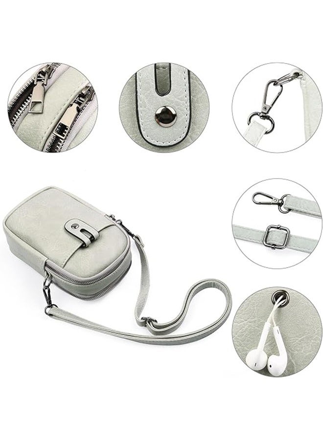 Small Crossbody Bags for Women,Leather Cell Phone Purse Bag Wallet, Shoulder Handbags with Adjustable Strap (Grey) - Image 5