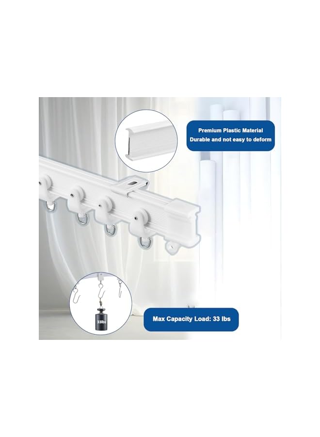 The Bros Curved Ceiling Curtain Track 5 Meter Bendable Mount Flexible Sliding Rail for Living Room Bedroom Room Divider Hospital Bay Window Shower Curtain (White) - Image 4