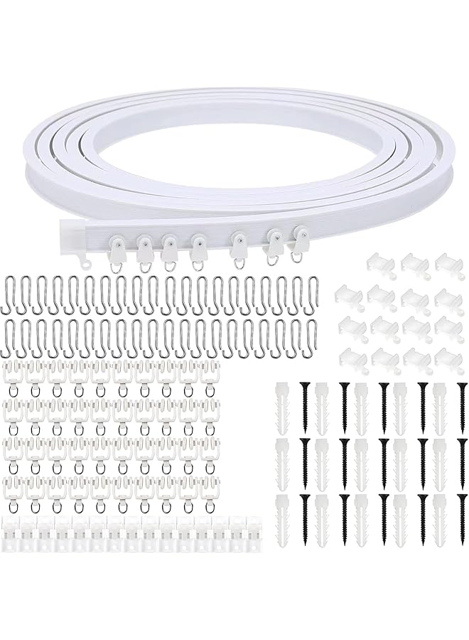 The Bros Curved Ceiling Curtain Track 5 Meter Bendable Mount Flexible Sliding Rail for Living Room Bedroom Room Divider Hospital Bay Window Shower Curtain (White) - Image 1