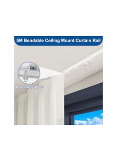 The Bros Curved Ceiling Curtain Track 5 Meter Bendable Mount Flexible Sliding Rail for Living Room Bedroom Room Divider Hospital Bay Window Shower Curtain (White)  - Image 2