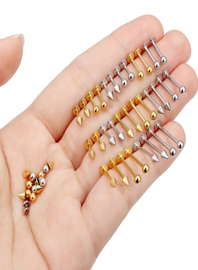 Ftovosyo Labret Jewelry 32PCS Monroe Lip Rings Snake Bite Piercing Jewelry Helix Earring Tragus Cartilage Studs Surgical Steel Piercing Jewelry for Women Men 16G 6mm 8mm 10mm 12mm 5# - Image 5