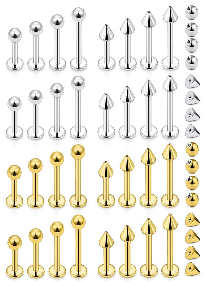 Ftovosyo Labret Jewelry 32PCS Monroe Lip Rings Snake Bite Piercing Jewelry Helix Earring Tragus Cartilage Studs Surgical Steel Piercing Jewelry for Women Men 16G 6mm 8mm 10mm 12mm 5# - Image 1