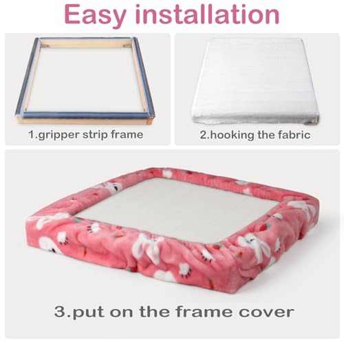 JQSH Gripper Strip Frame, Rug Hooking Frame, Punch Needle Frame, Cross Stitch Hoop, with Frame Flannel Cover (11.8*11.8 inch) - Image 5