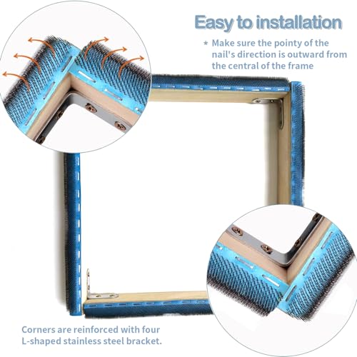 JQSH Gripper Strip Frame, Rug Hooking Frame, Punch Needle Frame, Cross Stitch Hoop, with Frame Flannel Cover (11.8*11.8 inch) - Image 2