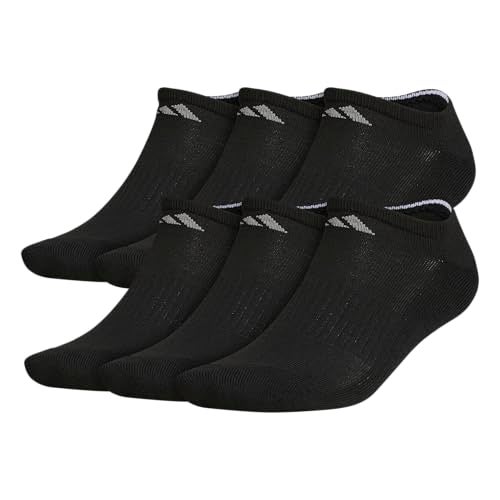 adidas mens Athletic Cushioned No Show Socks (6-Pair), Black/Aluminum 2, Large - Image 1