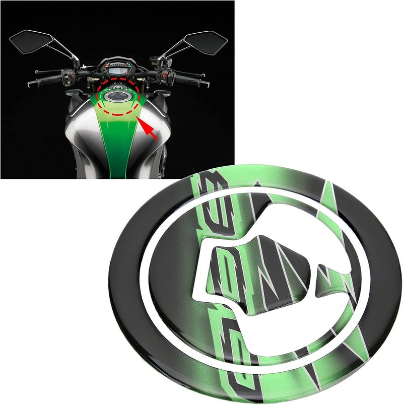 woobles Fuel Cover Sticker, Motorcycle Fuel Tank Cover Protective Sticker Resin Epoxy Modification for Kawasaki Z800(Black green) - Image 2