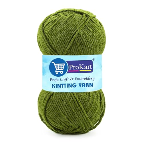 ProKart Premium Woolen 4 ply Hand Knitting Wool Yarn | Fine Weight Knitted and Crocheted Soft Yarn for Sweater, Scarf, Hat, Baby Clothes, Baby Sports, Purse, Gift Bags & DIY Craft Accessories Projects (1 Ball/100 Gram Each) (Sap Green, 100gms x 4 Pack) - Image 1