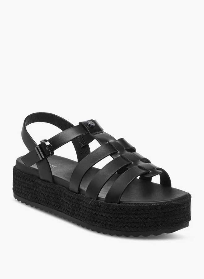 Celeste Women's Solid Flatform Sandals with Buckle Closure