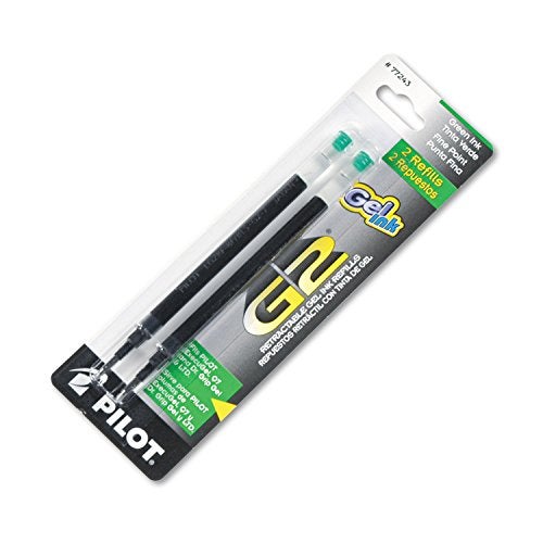 Pilot Refill for G2 Gel, Dr. Grip Gel/Ltd, ExecuGel G6, Q7, Fine Point Tip, Green, 2/Pack, PK - PIL77243 - Image 4