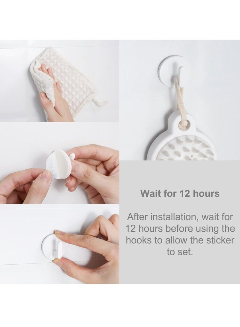Adhesive Hooks, 6 Pack White Self Shower Wall Plastic Hook No Drill Multipurpose Mounted Hook, Heavy Duty Bathroom Hooks for Towel, Hat, Key - Image 5