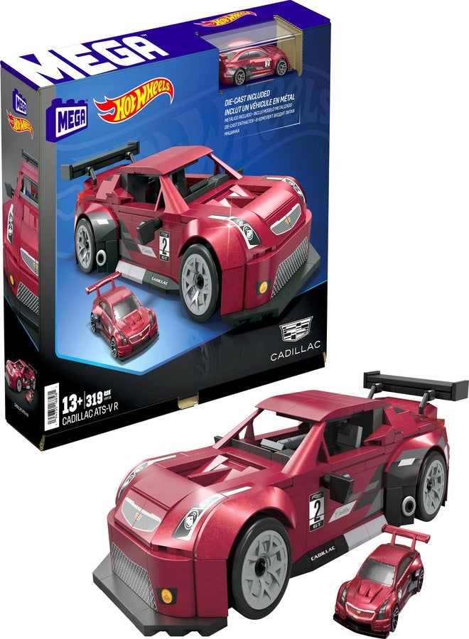 Mega Brands MEGA Hot Wheels Collectible Car Building Toy, Cadillac ATS-V R with 319 Pieces and Die-Cast Model, Build & Display Set for Collectors, Red - Image 1