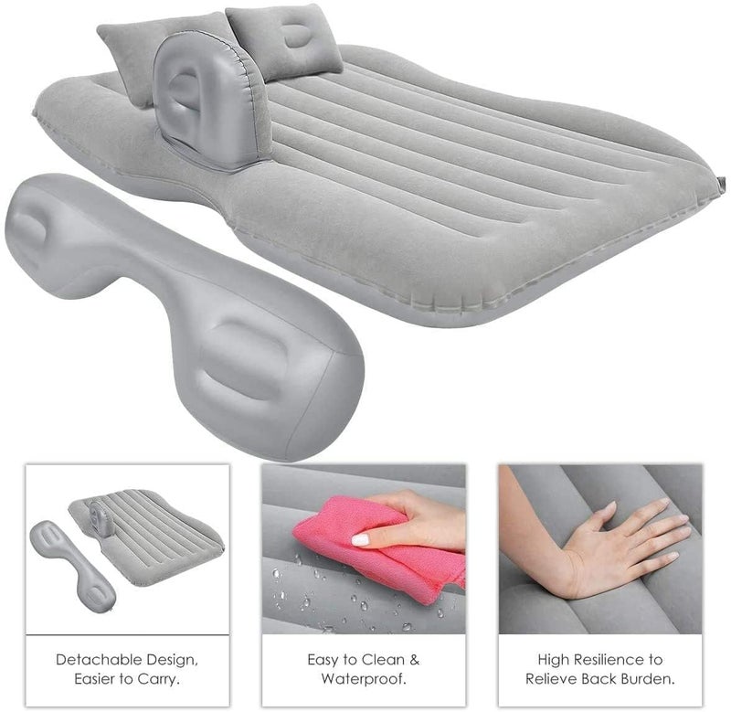 Greenhood Polyvinyl Chloride (PVC) Multifunctional Inflatable Car Bed Mattress with Two Air Pillows Car Air Pump and Repair Kit Camping Picnic Pool & Beach Universal Fit (Grey) - Image 5