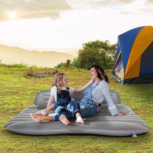 Greenhood Polyvinyl Chloride (PVC) Multifunctional Inflatable Car Bed Mattress with Two Air Pillows Car Air Pump and Repair Kit Camping Picnic Pool & Beach Universal Fit (Grey) - Image 3