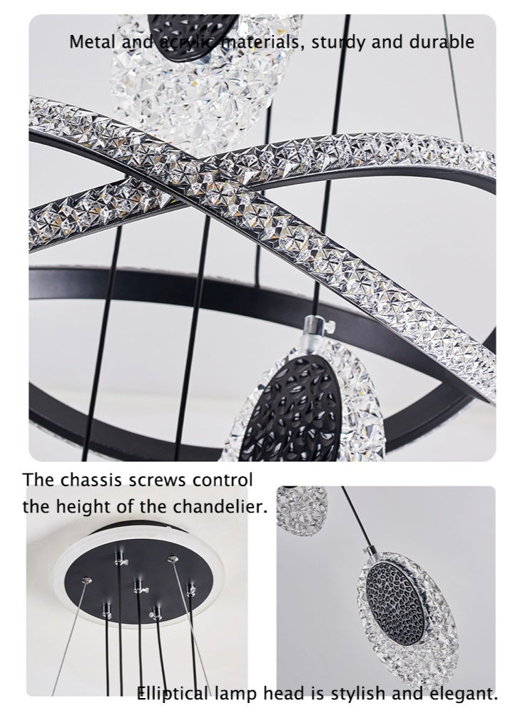 A fashionable LED pendant light with 4 pie-shaped lamp heads, available in three light colors and with adjustable height. Suitable for living rooms, dining rooms, bedrooms and living areas. - Image 5
