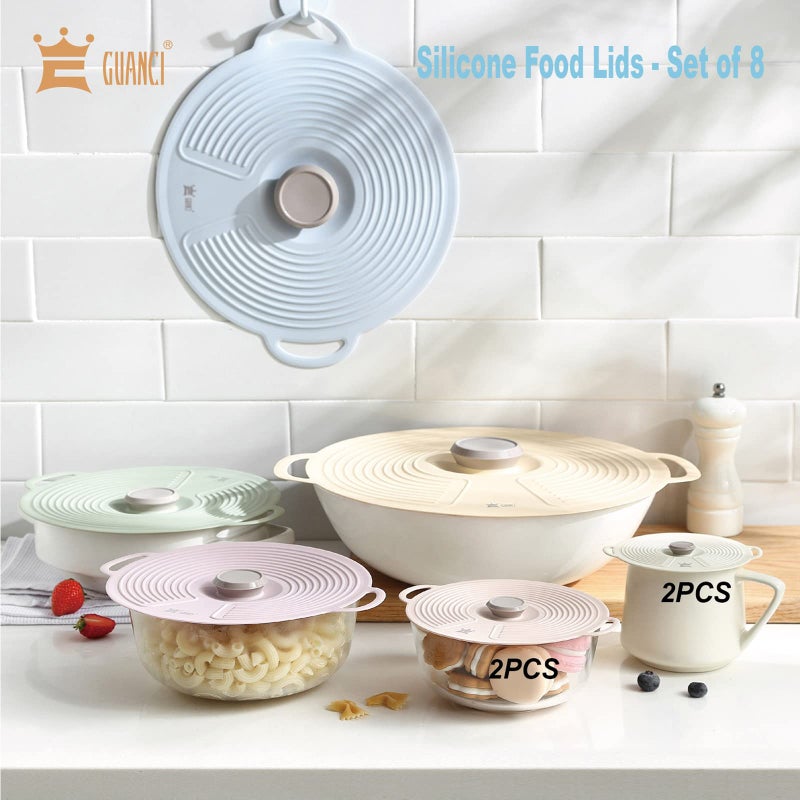 GUANCI 8 Pack Silicone Lids for Bowl Silicone Microwave Cover with 6 Sizes Reusable Heat Resistant Lids Fits Cups, Bowls, Plates, Pots, Pans, Skillets, Stove Top, Oven, Fridge Dishwasher Safe - Image 3