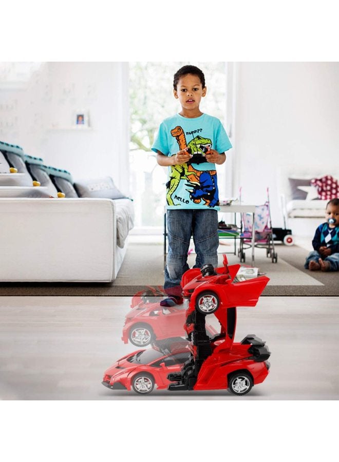 Children's Electric Car Robot Gesture Induction Charging Remote Control Deformation Toy Car 5-year-old Toy Boy-Color:1:18 Rambo Red-Proportion:40MHz Remote Control (no Power Package) - Image 3