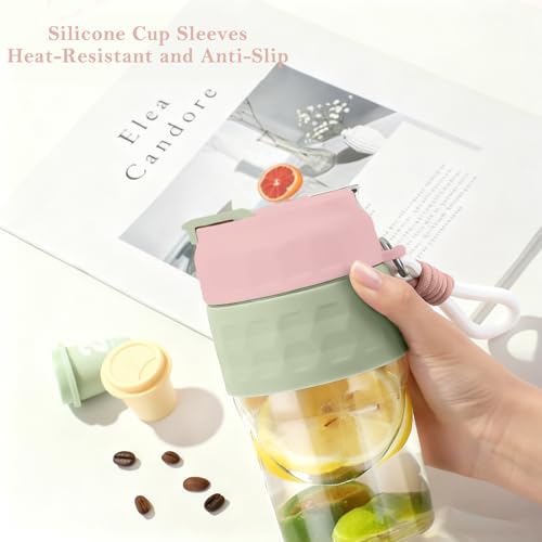 Toycol Portable Glass Bottle with Magnetic Tea Infuser, 18 OZ Water Cup with Removable Carry Strap & Insulation Sleeve, One Button Brewing for Loose Leaf Tea, Great Gift Idea for Women (Pink) - Image 5