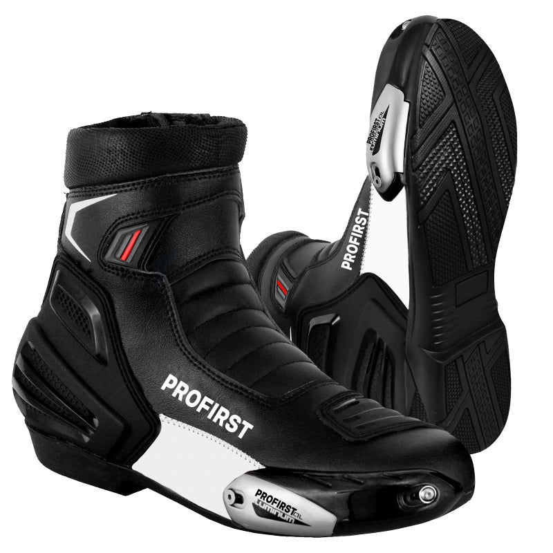 PROFIRST Waterproof Motorbike Boots Motorcycle Armoured Short Ankle Shoes Protective Comfortable Racing Touring Sports Safety 14 Black numeric_14