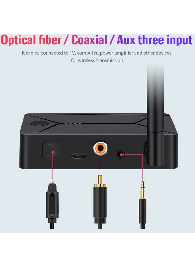 Bluetooth 5.0 Transmitter for TV, aptX Low Latency Audio Adapter with Optical Input, Coaxial Input, AUX Input, Plug and Play, HD Sound Quality, USB Powered - Image 4