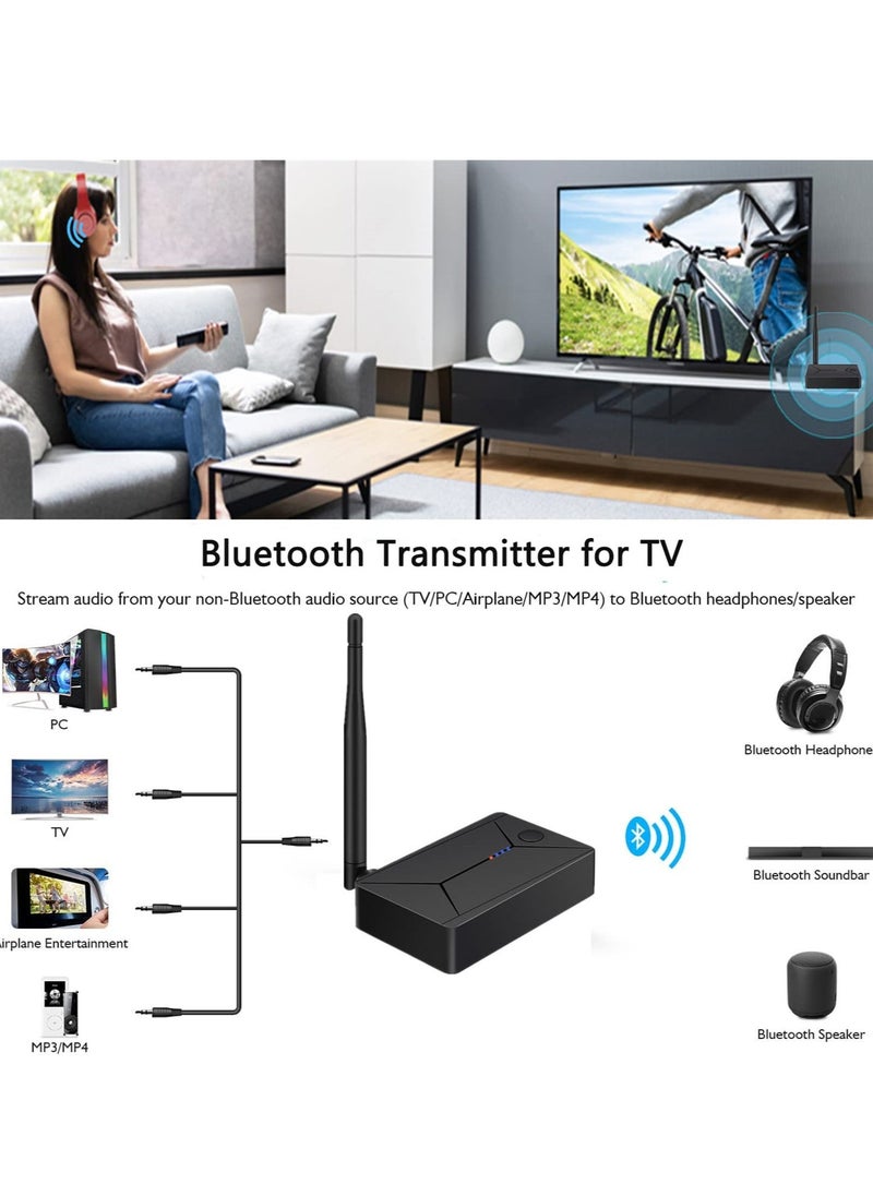 Bluetooth 5.0 Transmitter for TV, aptX Low Latency Audio Adapter with Optical Input, Coaxial Input, AUX Input, Plug and Play, HD Sound Quality, USB Powered - Image 5