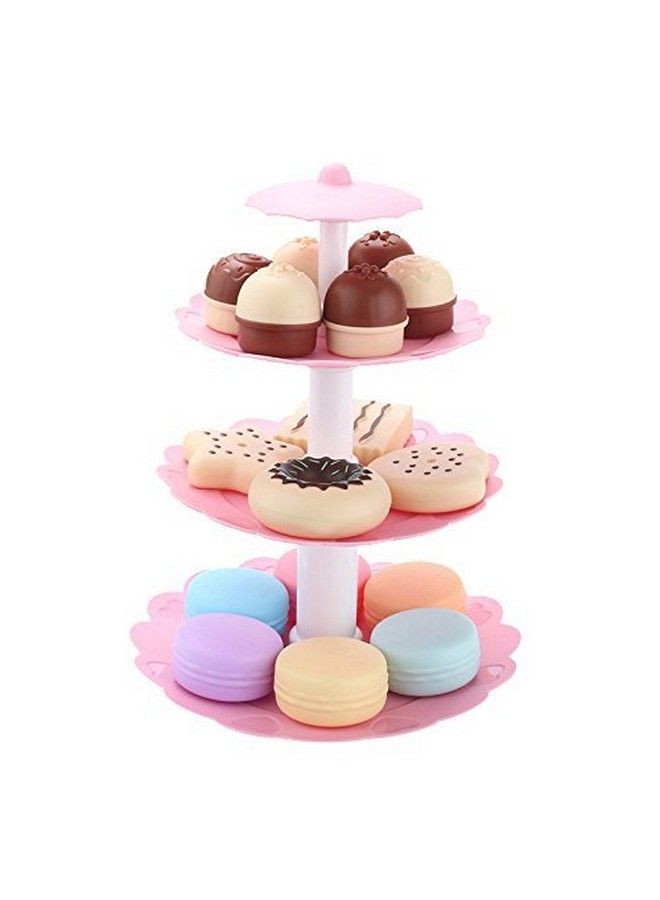 FRECI Food Pretend Play Toy Set Sweet Treats 3Tier Colorful Cookies Desserts Tower For Kids - Image 4