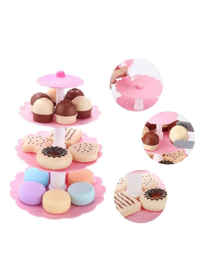 FRECI Food Pretend Play Toy Set Sweet Treats 3Tier Colorful Cookies Desserts Tower For Kids - Image 5
