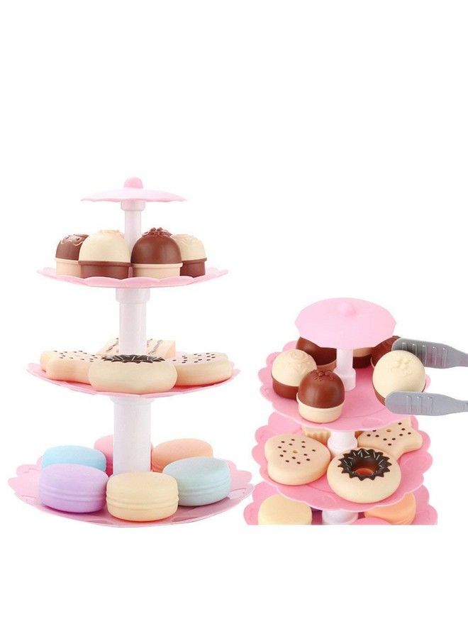 FRECI Food Pretend Play Toy Set Sweet Treats 3Tier Colorful Cookies Desserts Tower For Kids - Image 3