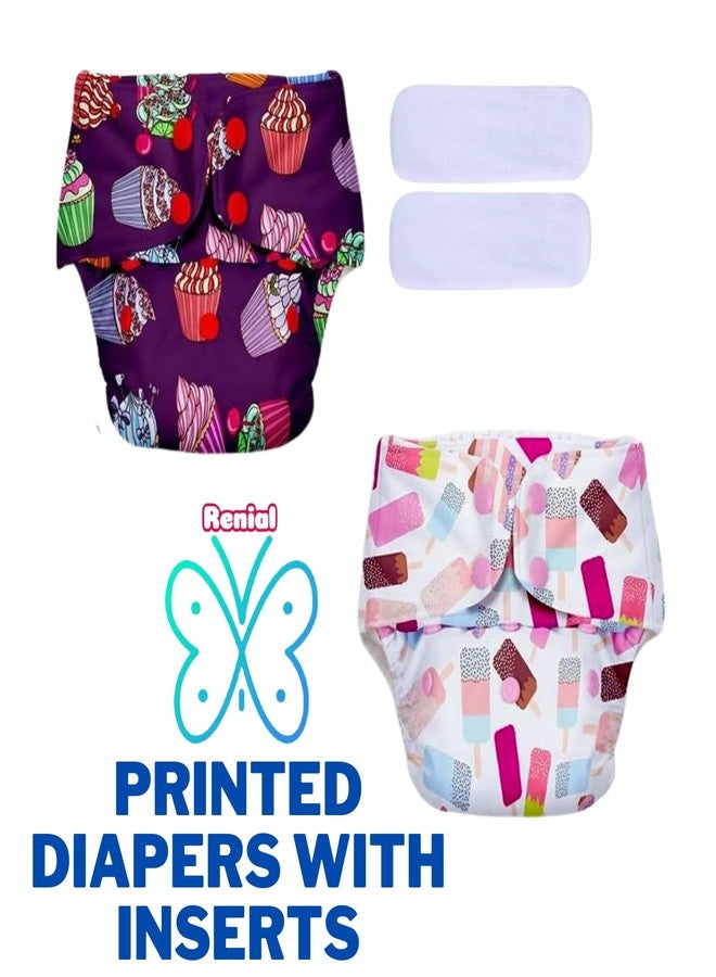 RENIAL Soft Organic Reusable Cloth Diapers for Kids | Extra Absorbant Leakage Proof Reusable Cloth Diaper with Quick Dry Ultra Thin pads | Freesize for 3 Months to 3 Years Multicolor Print (Pack of 3) - Image 3