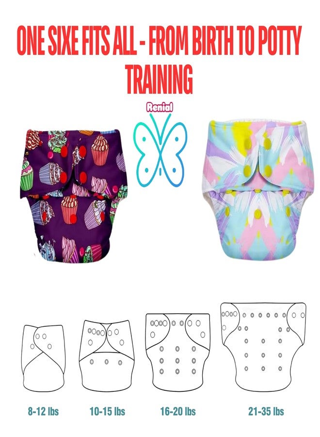 RENIAL Soft Organic Reusable Cloth Diapers for Kids | Extra Absorbant Leakage Proof Reusable Cloth Diaper with Quick Dry Ultra Thin pads | Freesize for 3 Months to 3 Years Multicolor Print (Pack of 3) - Image 4