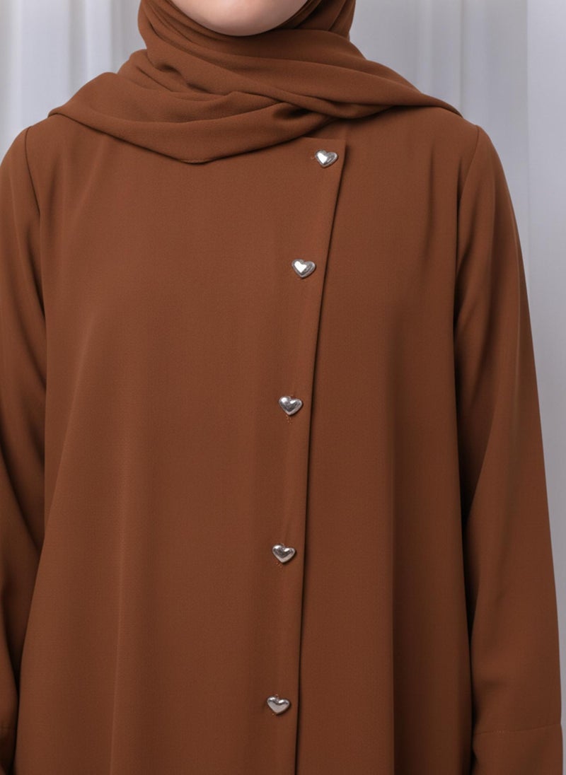 MSquare Fashion Brown Kids Abaya with Matching Hijab for Girls Korean Nida Fabric Modest Islamic Dress 8 Colors Available - Image 3