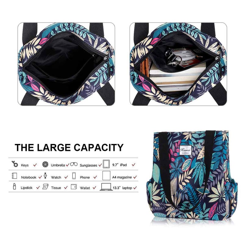 KAMO Floral Tote Bag - Waterproof Lightweight Handbags Travel Shoulder Bag for Hiking Yoga Gym Swimming Travel Beach - Image 5