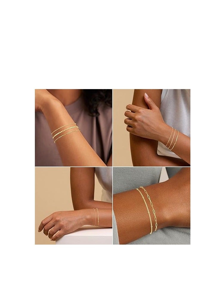 SYOSI Gold Bracelets For Women, Gold Plated Jewelry, Layered Bracelets, Jewelry Stack, Teen Girls' Jewelry, Women's Gold Wristwear, Metal Chain Accessories, Modern And Chic Bracelet Set 5 Pcs - Image 3