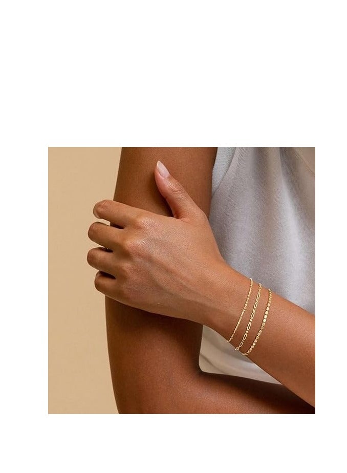 SYOSI Gold Bracelets For Women, Gold Plated Jewelry, Layered Bracelets, Jewelry Stack, Teen Girls' Jewelry, Women's Gold Wristwear, Metal Chain Accessories, Modern And Chic Bracelet Set 5 Pcs - Image 4