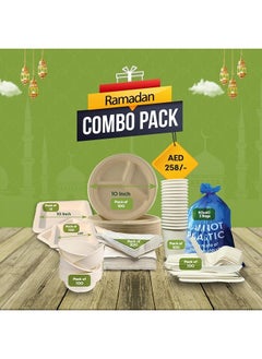 ecoway Disposable Dinner Set Specially For Ramadan Biodegradable Ecofreindly Sugar Cane Plate, Paper Bowls, Cups, Cutlery Set, Garbage Bag and Tissue For 100 Pepole - pzsku/ZA8280EF6DF525C623544Z/45/_/1740043952/a5a2ec2f-cee0-4352-ab8f-296ac1fe8ae9