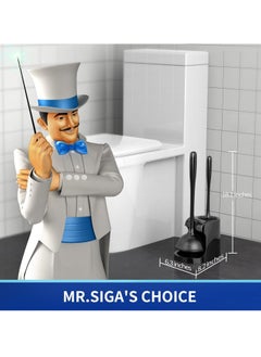 Mr Siga MR.SIGA Toilet Plunger and Bowl Brush Combo for Bathroom Cleaning, Black, 1 Set  - Image 2