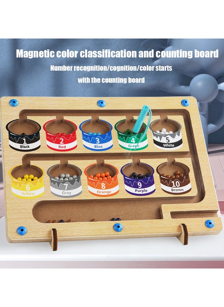NIBEMINENT Magnetic Color and Number Maze,Montessori Educational Wooden Magnet Puzzle Game Board for Toddlers,Toddler Activities Counting Matching Games,Learning Fine Motor Skills for Preschoolers  - Image 3