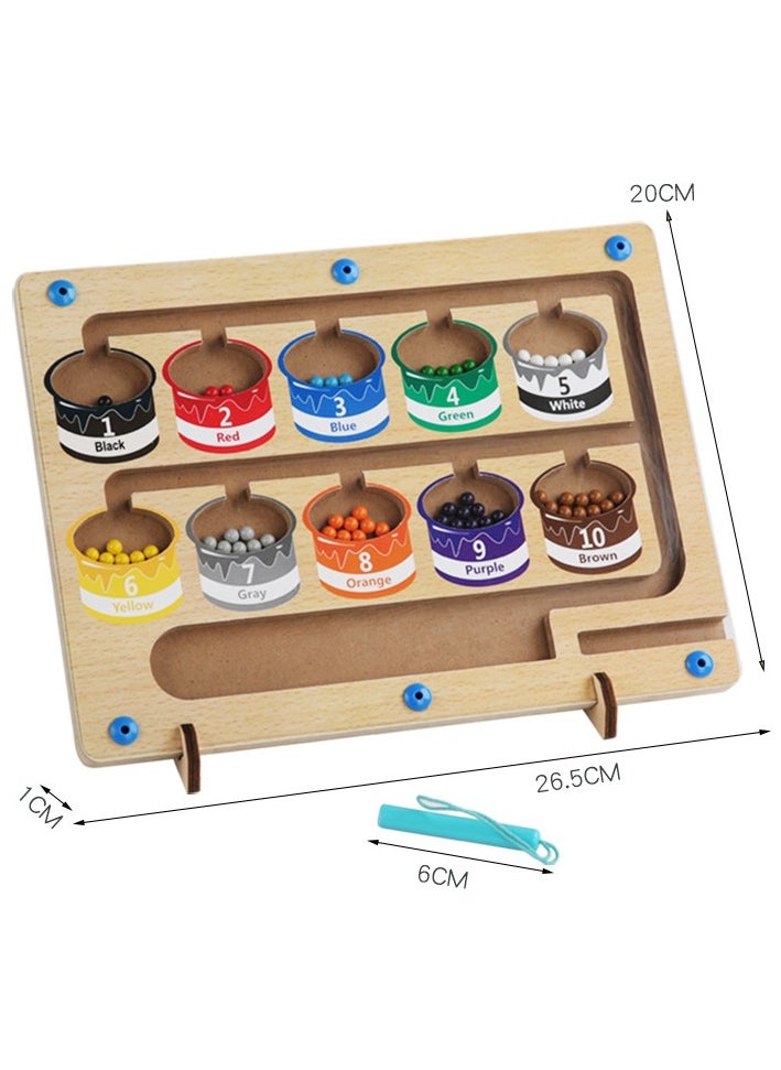 NIBEMINENT Magnetic Color and Number Maze,Montessori Educational Wooden Magnet Puzzle Game Board for Toddlers,Toddler Activities Counting Matching Games,Learning Fine Motor Skills for Preschoolers  - Image 4