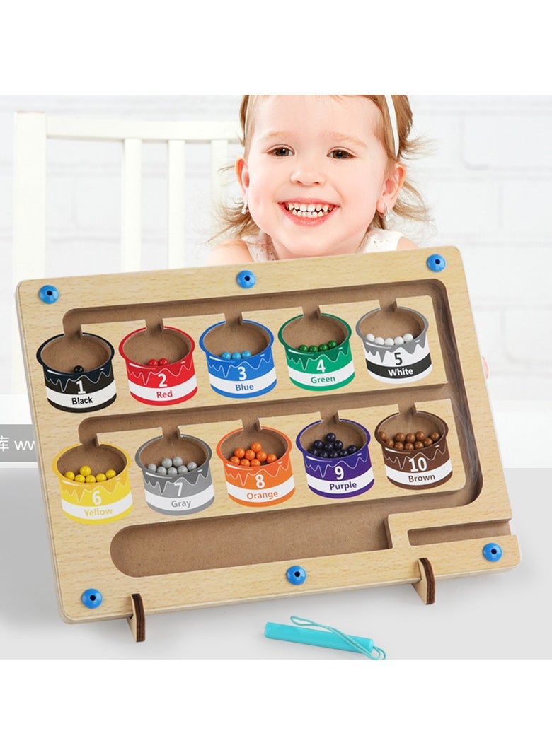 NIBEMINENT Magnetic Color and Number Maze,Montessori Educational Wooden Magnet Puzzle Game Board for Toddlers,Toddler Activities Counting Matching Games,Learning Fine Motor Skills for Preschoolers  - Image 2