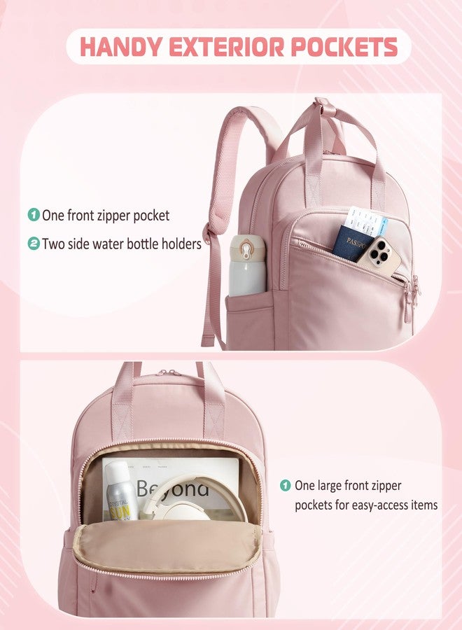 Smasrob Women Backpack with 15.6” Laptop Sleeve for Travel, Work and College, Lightweight Water-resistant Backpack for Women with 8 Pockets, Pink - Image 3