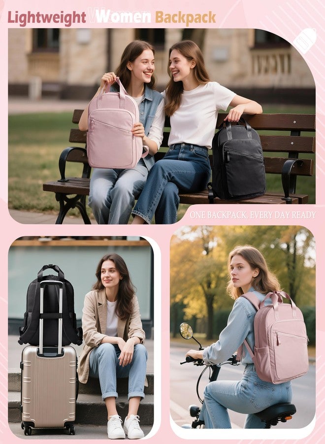 Smasrob Women Backpack with 15.6” Laptop Sleeve for Travel, Work and College, Lightweight Water-resistant Backpack for Women with 8 Pockets, Pink - Image 5