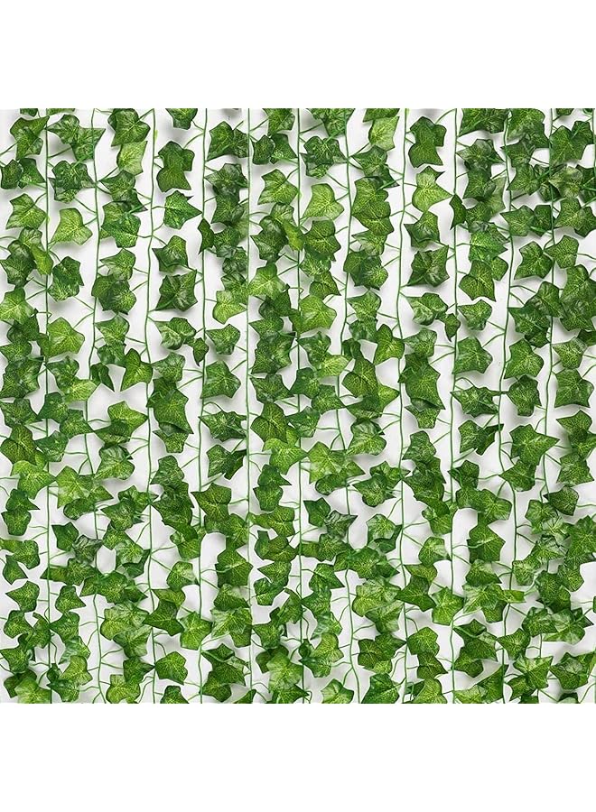 إيروريكس 24 قطعة من أوراق اللبلاب الاصطناعية المزيفة، نباتات خضراء من نبات اللبلاب لتزيين غرفة النوم، نباتات اللبلاب الحريرية الجمالية لتزيين جدار الغرفة والمنزل - Image 1