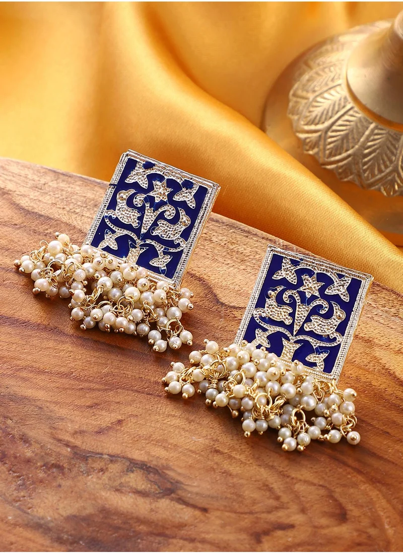 SOHI Blue Contemporary Drop Earrings