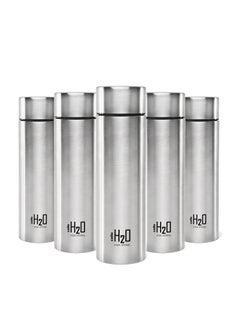 Cello CELLO H2O Stainless Steel Water Bottle | Leak proof & break-proof | Lid is sealed by a silicone ring | Best Usage for Office/School/College/Gym/Picnic/Home/Fridge |1 Litre | Silver, Set of 5  - Image 1