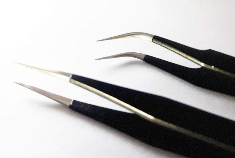 SCHOFIC 7 Pcs ESD AntiStatic Tool Tweezers Set Made of Stainless Steel With ESD Brush Black - Image 3
