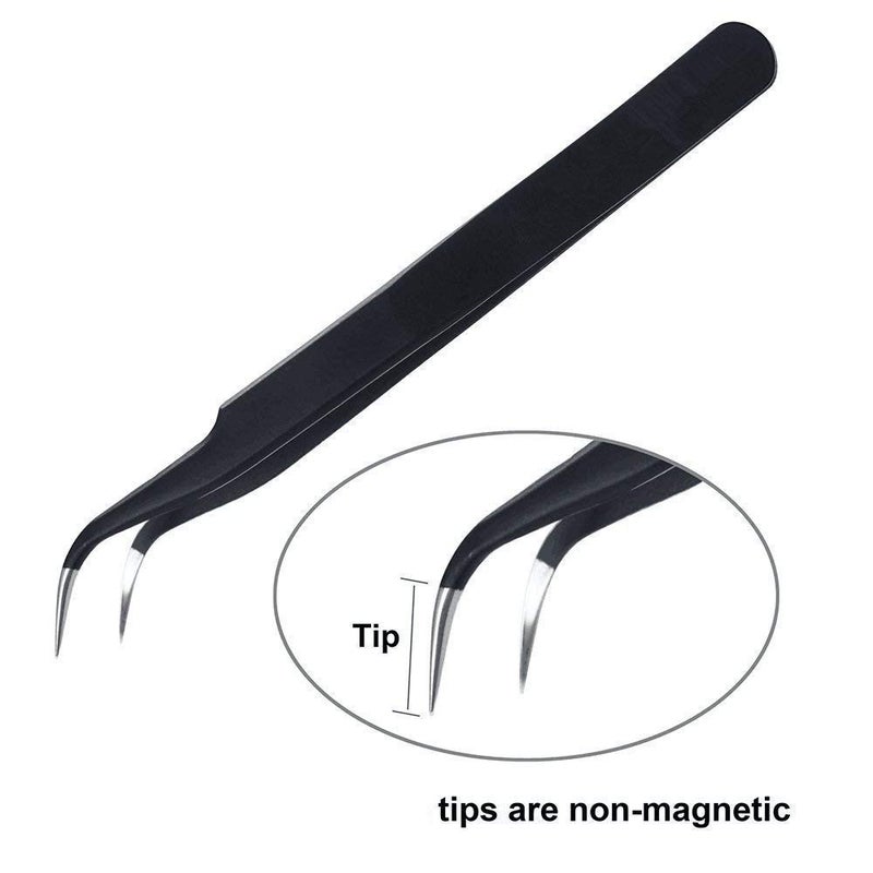 SCHOFIC 7 Pcs ESD AntiStatic Tool Tweezers Set Made of Stainless Steel With ESD Brush Black - Image 4
