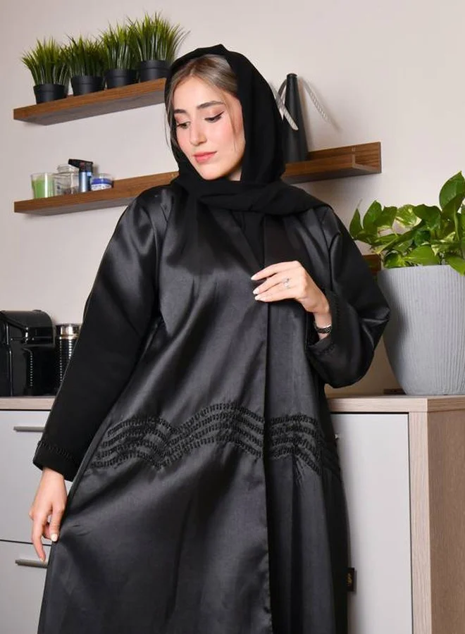 عبايات حوراء عباية لف من التفته الواقف مع شك مموج اسود