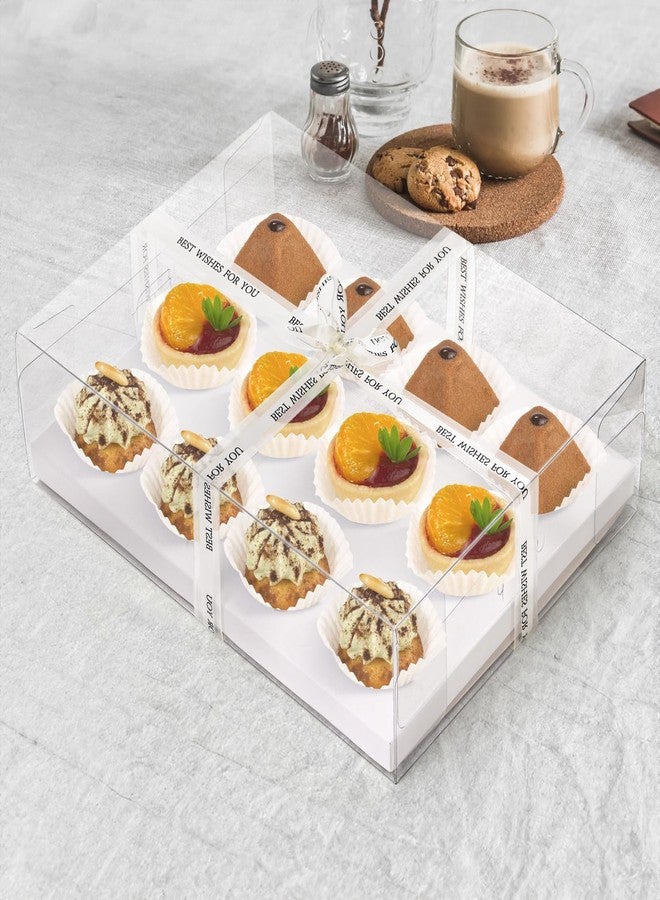 Cedilis 12 Pack Clear Cupcake Boxes, 12 Count Cupcake Containers with Gift Ribbon, Plastic Cupcake Carrier Holder for Cookies, Muffins, Bakeries - Image 4