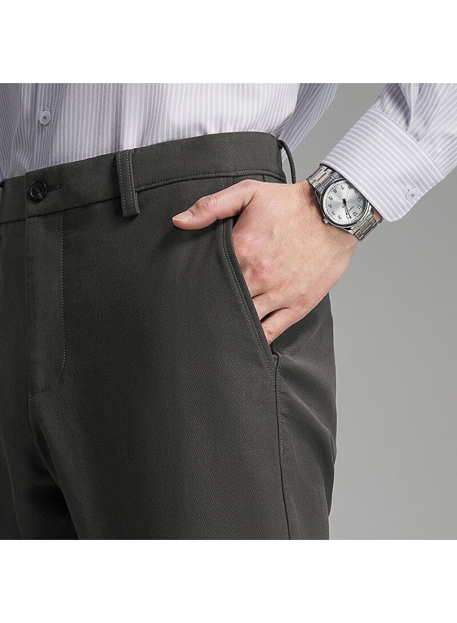 Youngor Men's Autumn Casual Pants Business Straight-leg Wrinkle-resistant Easy-care Cotton Modal Trousers Dark Gray 319926 - Image 3